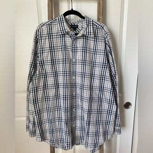 Banana Republic - Men's Blue and White Plaid Button Down Shirt - Size XXL